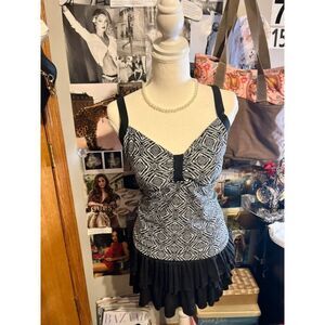 Babydoll Top with Black and White Pattern